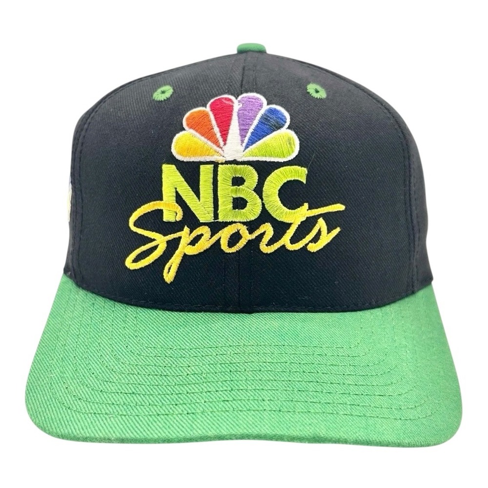 Vintage NBC Sports Snapback Hat Sports Specialties Black Green Made in USA Cap